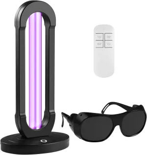 38W UV Light UVC Lamp | 265nm Air & Surface Refreshment | One-Piece Construction, 3-Stage Timer, Remote   Manual Control w/Buzzer | Avoid Exposure (Ozone Free)