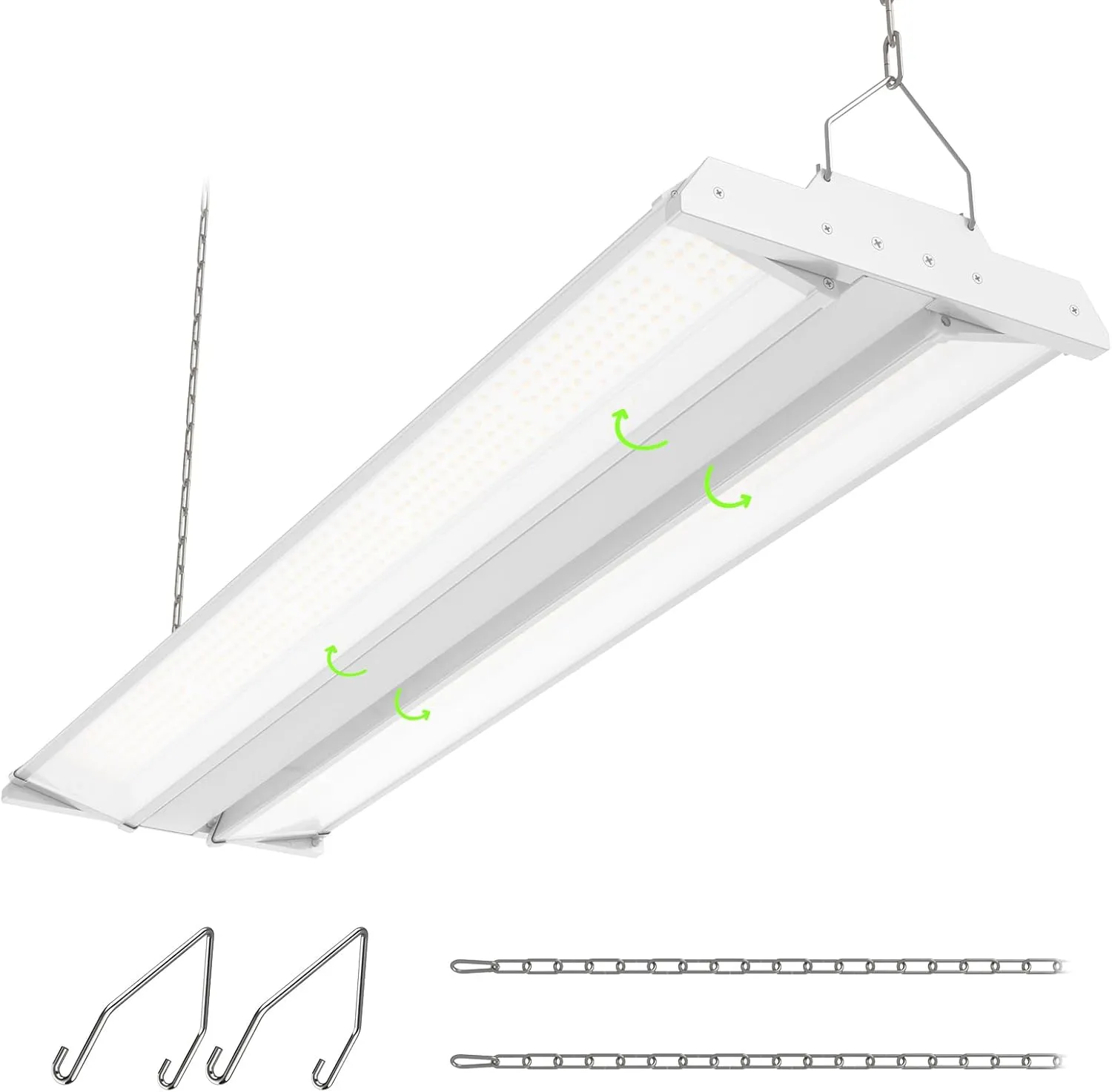 3FT Led High Bay Light 300W, 40500LM 5000K Linear High Bay Shop Lights 0-10V Dimmable, Angle Adjustable Hardwire 100-277V Hanging Light Fixture for Workshop, Supermarket, Warehouse