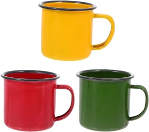 3Pcs Retro Enamel Camping Cups, Enamel Mug Camping Cup, Vintage Enamelware Coffee Drinking Mugs Cups, Multi-Function Colored Mugs for Water, Tea, or Coffee - Ideal for Kids and Outdoor Adventures