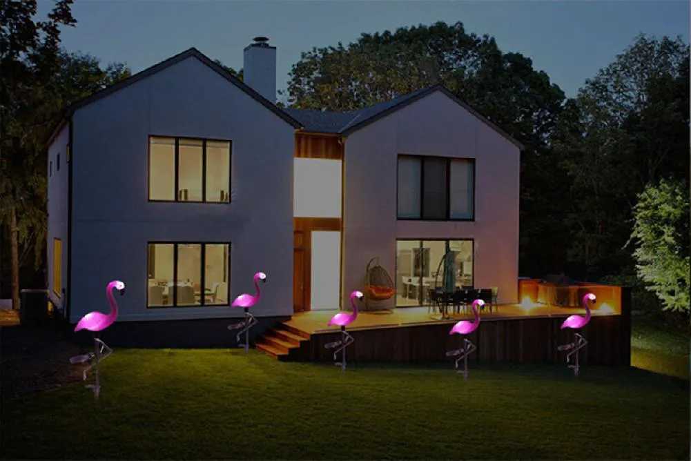 3pcs/set LED Garden Light Solar Powered Flamingo Lawn Lamp For Outdoor Garden Decorative