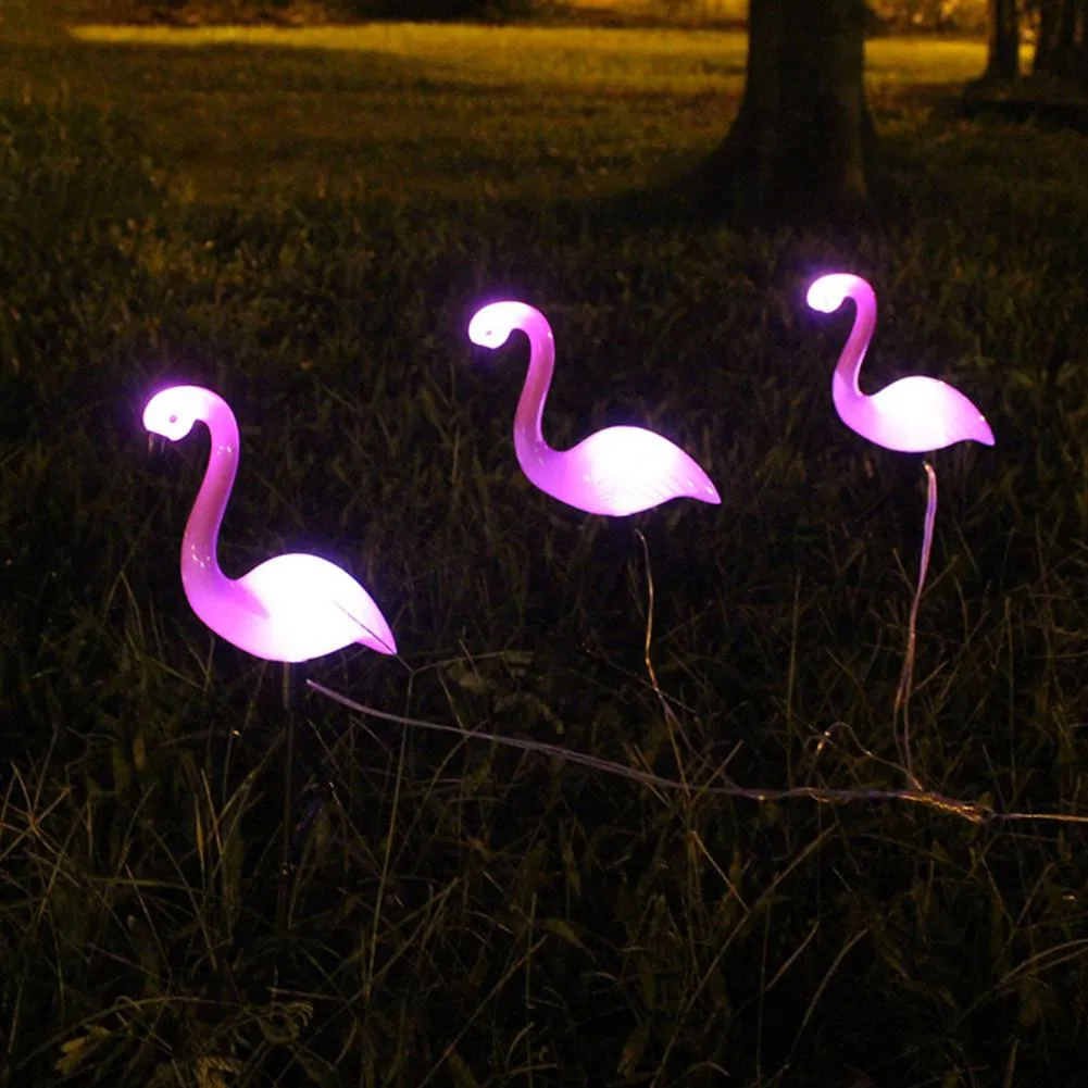 3pcs/set LED Garden Light Solar Powered Flamingo Lawn Lamp For Outdoor Garden Decorative