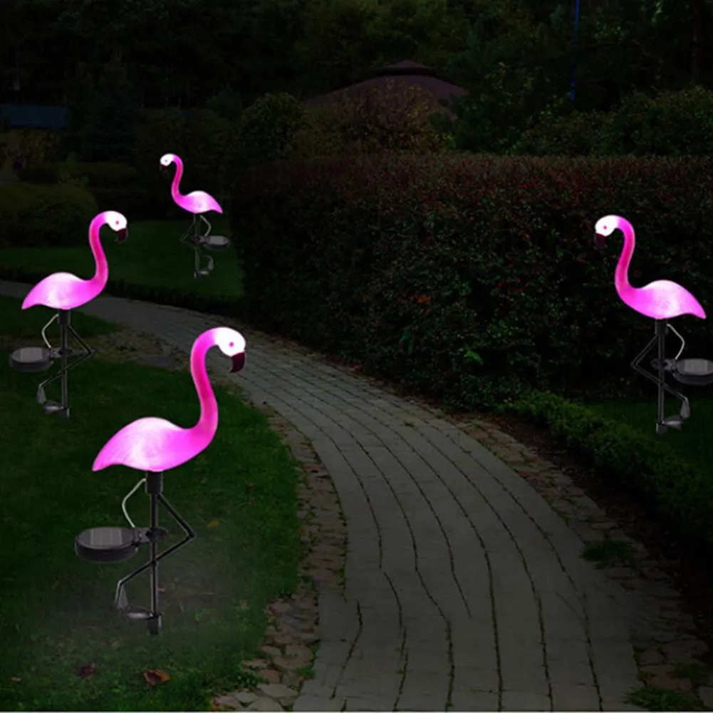 3pcs/set LED Garden Light Solar Powered Flamingo Lawn Lamp For Outdoor Garden Decorative