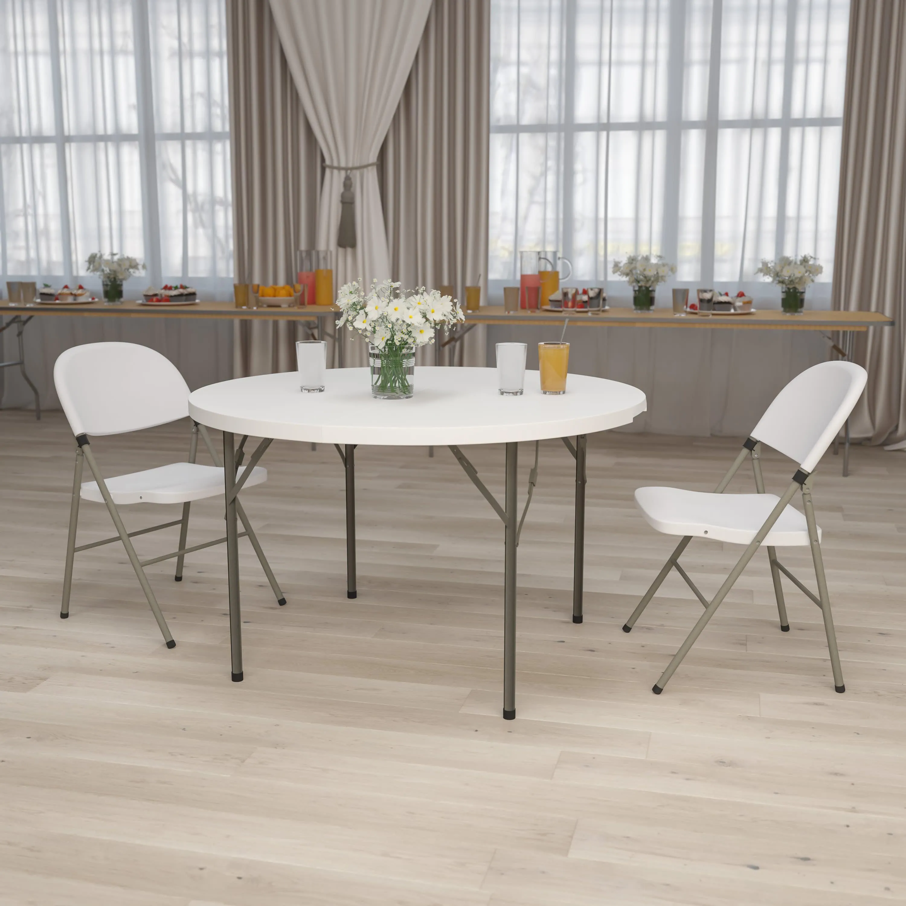 4-Foot Round Plastic Folding Table