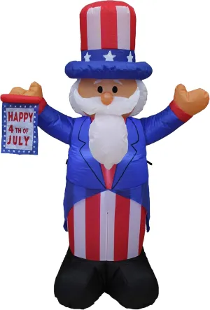 4 Foot Tall Patriotic Independence Day 4th of July Inflatable Uncle Sam Lighted Blowup Party Decoration for Outdoor Indoor Home Celebration Garden Yard Photo Prop