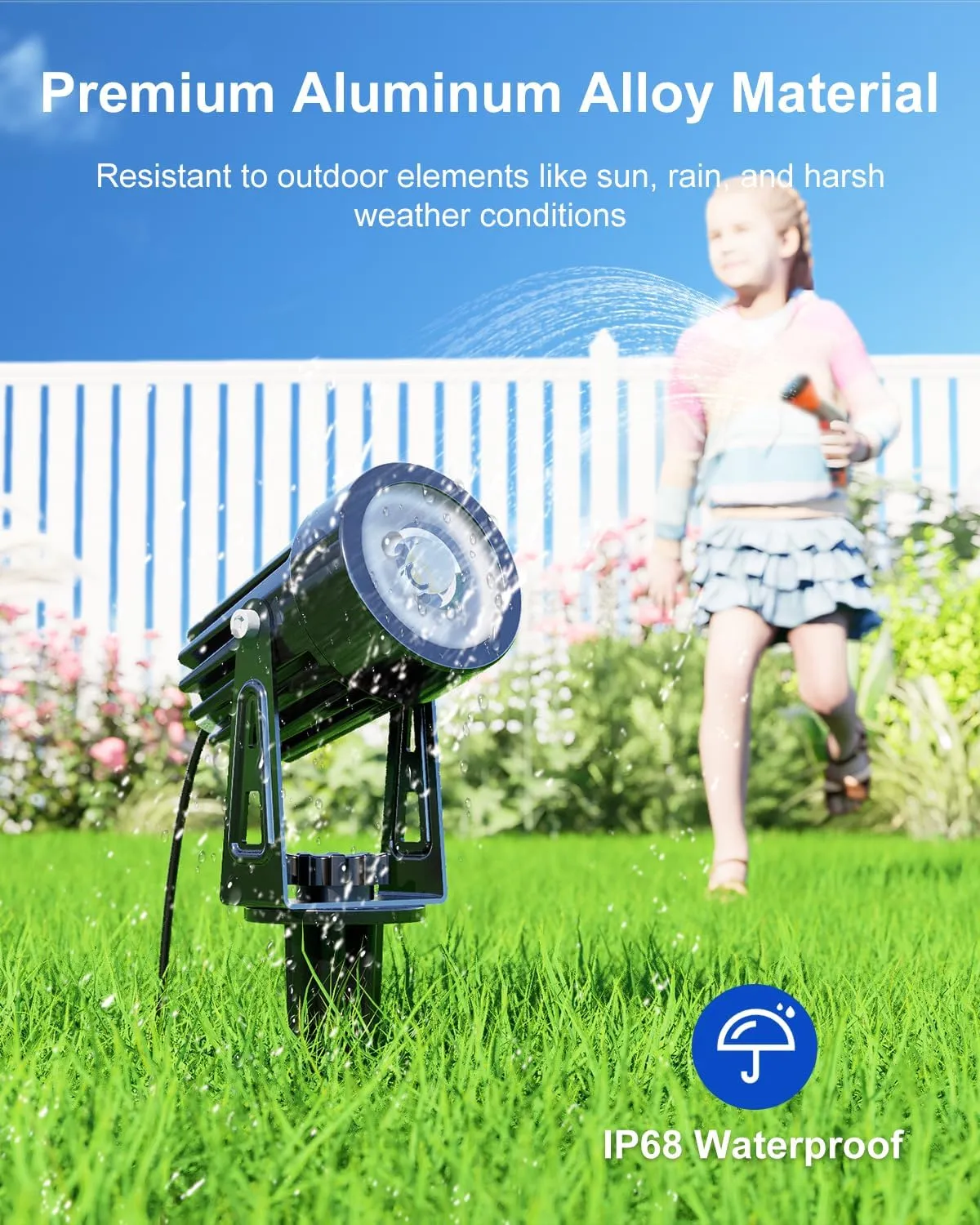 4-in-1 Solar Powered Spot Lights Outside Heavy Duty Aluminum Spotlight with Separate Glass Panel, Outdoor Waterproof Up Down Landscape Light for Garden Front Yard House Wall Ground, 15.7ft Cable White