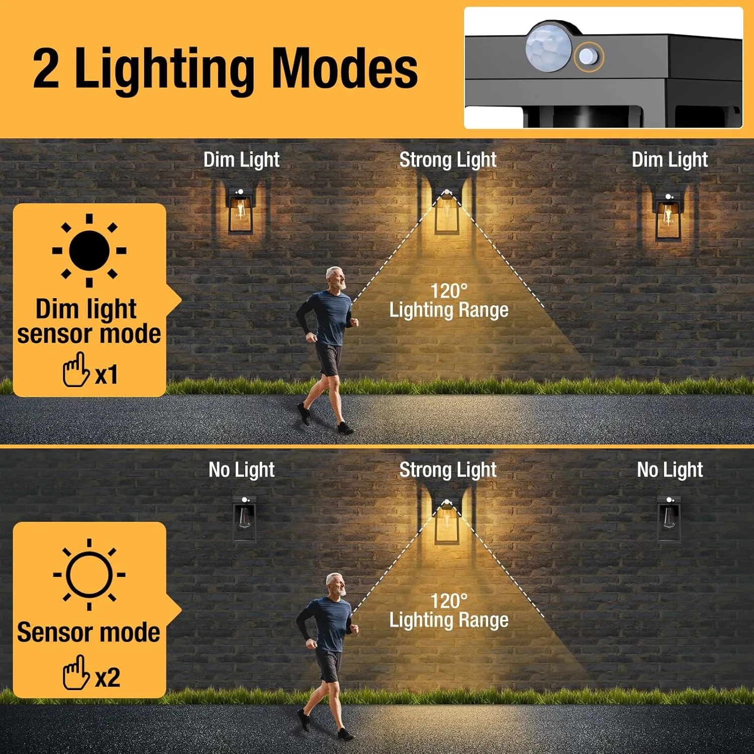 [4 Pack] Solar Porch Lights Outdoor Motion Sensor, Solar Wall Lights with 2 Modes & Waterproof, Dusk to Dawn LED Outdoor Solar Lights for House, Exterior Front Porch Patio Security Lamp