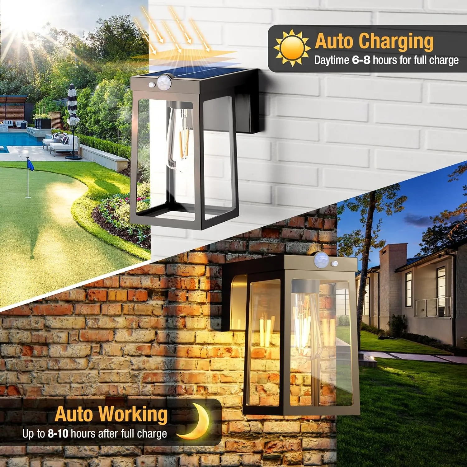 [4 Pack] Solar Porch Lights Outdoor Motion Sensor, Solar Wall Lights with 2 Modes & Waterproof, Dusk to Dawn LED Outdoor Solar Lights for House, Exterior Front Porch Patio Security Lamp
