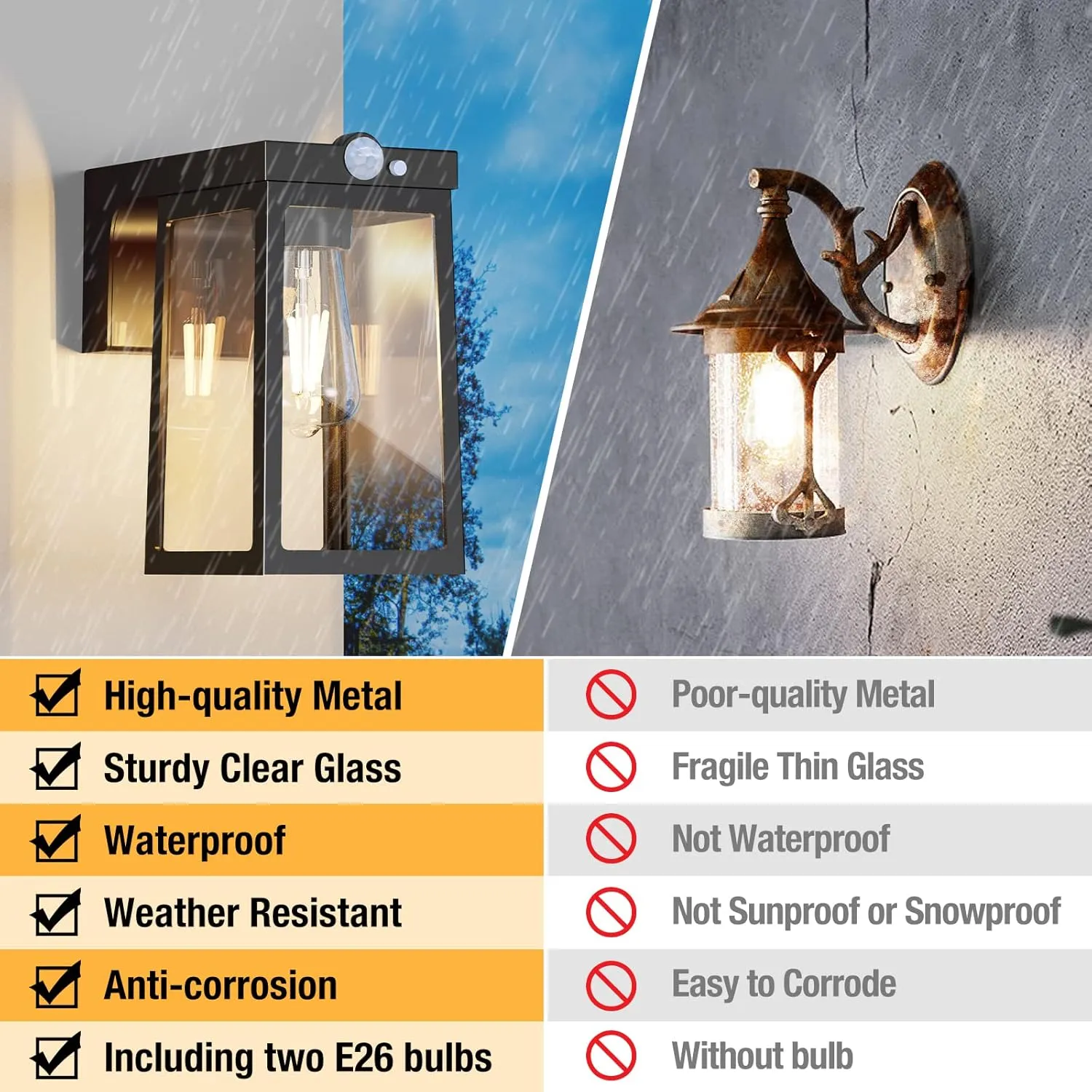 [4 Pack] Solar Porch Lights Outdoor Motion Sensor, Solar Wall Lights with 2 Modes & Waterproof, Dusk to Dawn LED Outdoor Solar Lights for House, Exterior Front Porch Patio Security Lamp