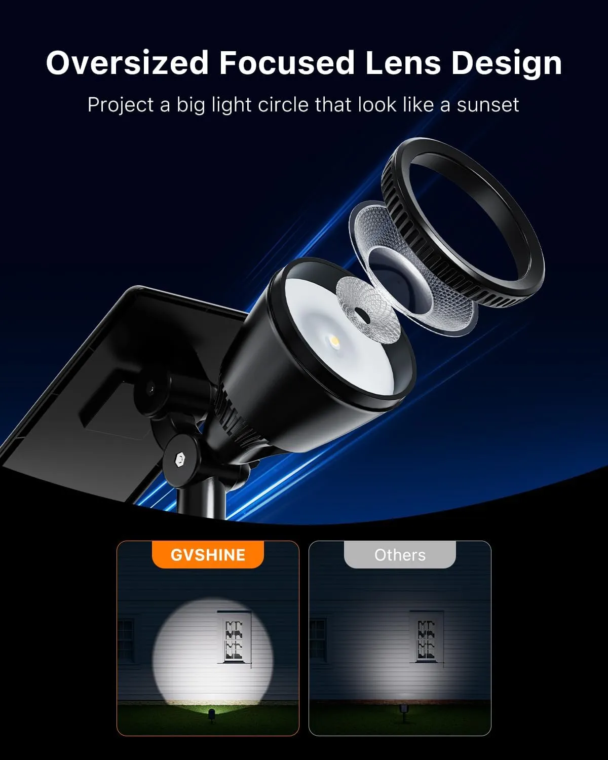 4 Pack Solar Powered Spotlights Outdoor Waterproof for Tree, Flag, House, Ground Landscape Bright Sunset Spot Lights for Outside Yard, Garden, Lawn, Driveway with Adjustable Lamp & Panel, Cool White