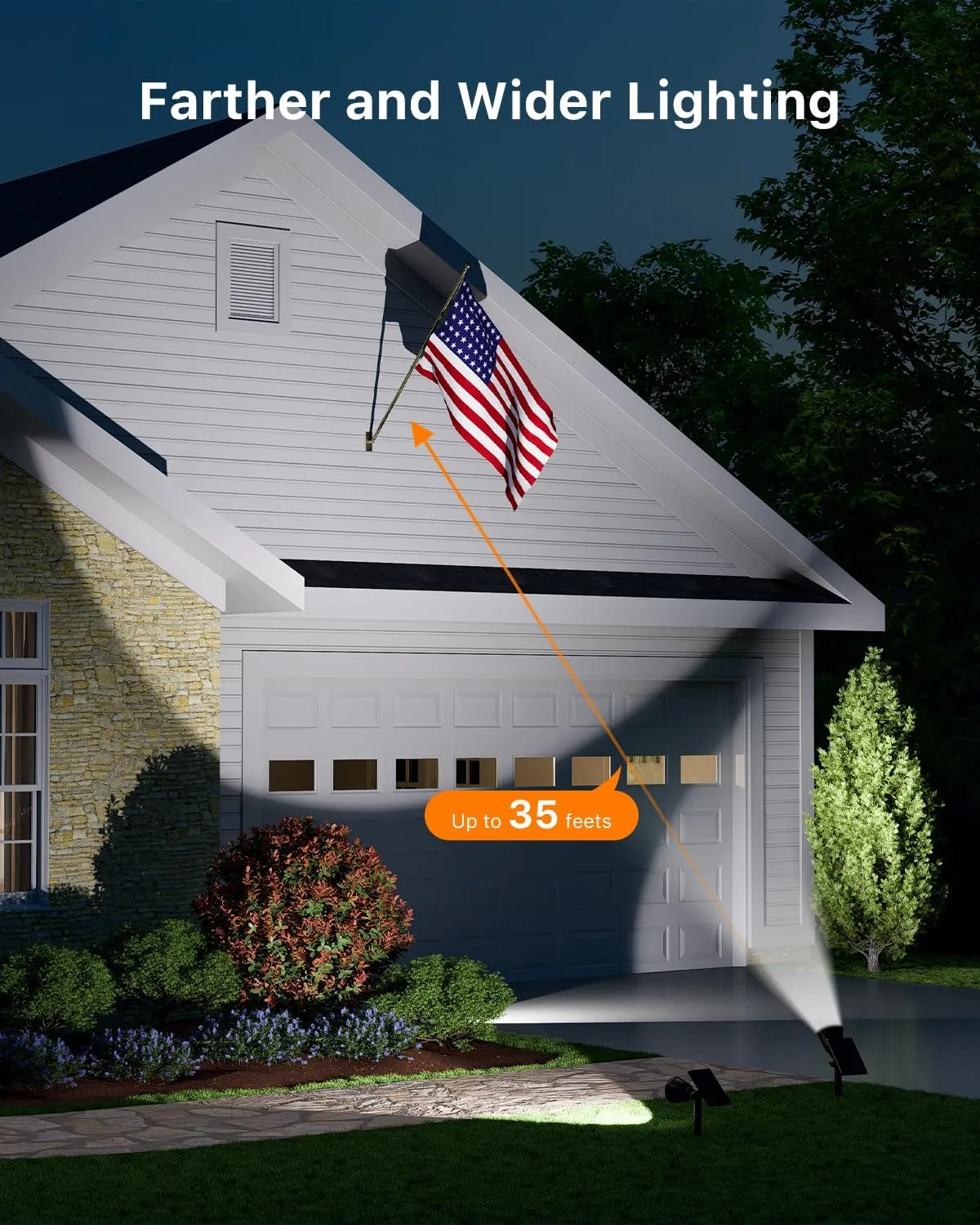 4 Pack Solar Powered Spotlights Outdoor Waterproof for Tree, Flag, House, Ground Landscape Bright Sunset Spot Lights for Outside Yard, Garden, Lawn, Driveway with Adjustable Lamp & Panel, Cool White