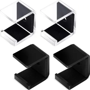 4 Pcs Hockey Stick Display Holder Hanger Organizer Ice Hockey Stick Wall Mount Rack Holder Acrylic Hockey Stick Holder with Install Accessories for Sports Storage Horizontal Display, 2 Colors
