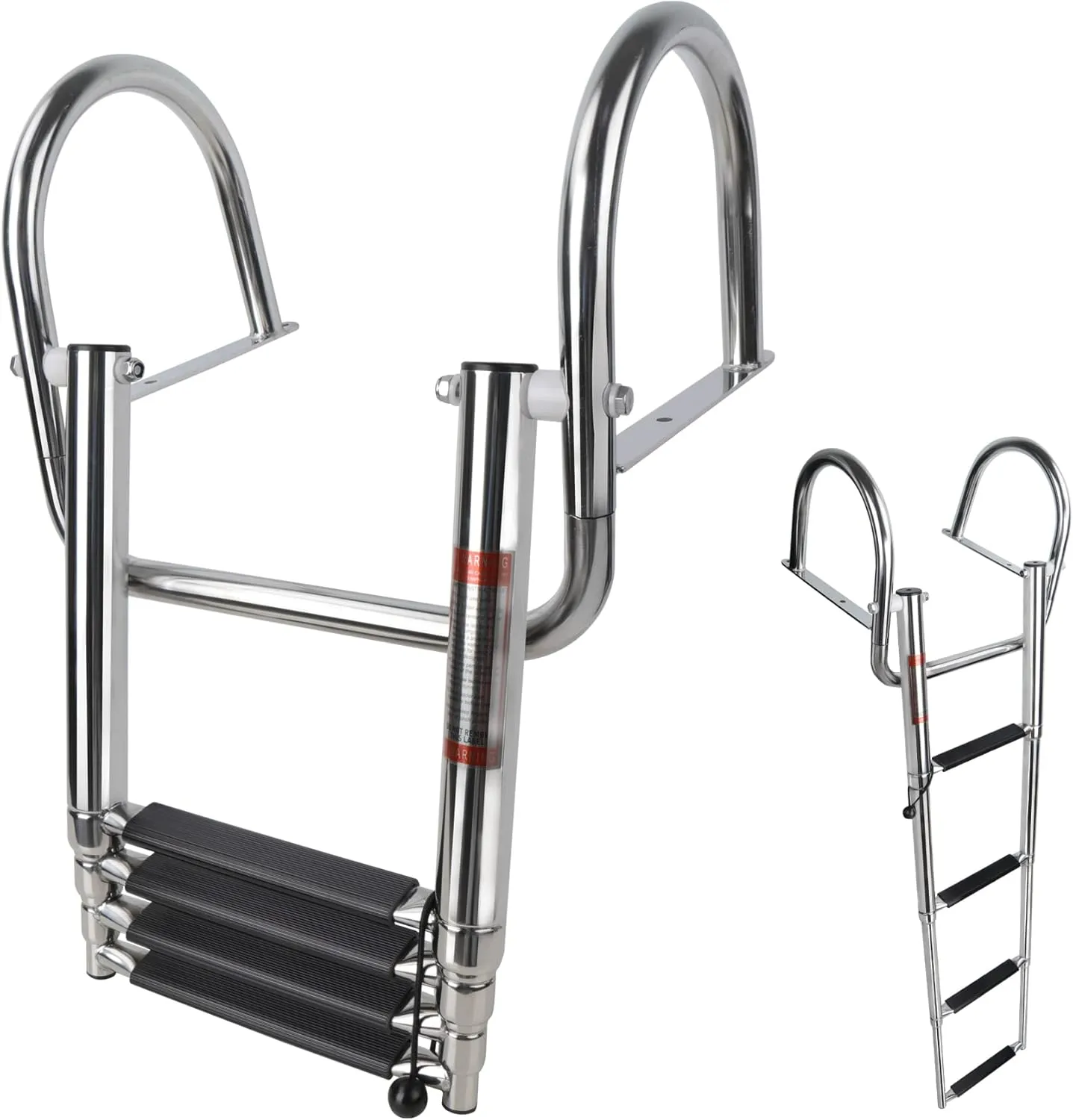 4 Step Pontoon Boat Ladder, Pontoon Ladders for Pontoon Boats,Stainless Steel Rear Entry Inboard Ladders Over Platform