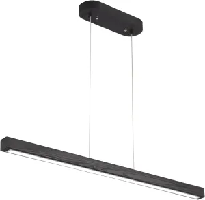 47" Black Linear Pendant Light Wooden Led Linear Pendant Light Fixtures Ceiling Hanging Dimmable Pendant Lights for Dining Room Kitchen Island Pool Table Lights Black Wood Finish