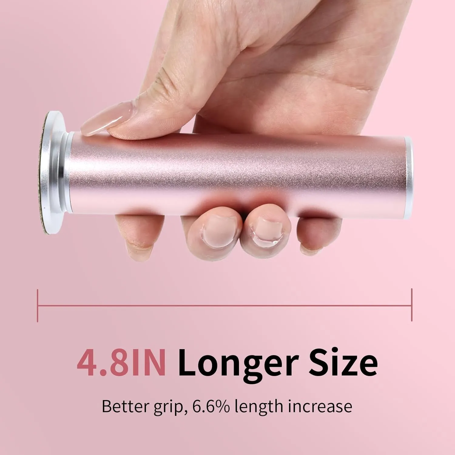 4.8IN Longer Electric Foot Callus Remover with 80pcs Sandpaper Discs, Professional Aluminum Callus Remover for Feet, Stepless Speed Control Pedicure Tools for Dead Skin