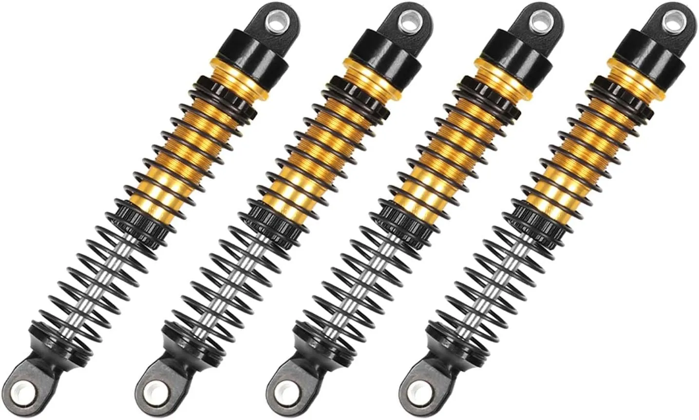 4PCS Aluminum Threaded Shock Absorber Oil Damper for 1/12 Mini Crawler 1/18 RC Crawler Car TRX4M TRX4MT Upgrade Parts (Gold, 65mm)