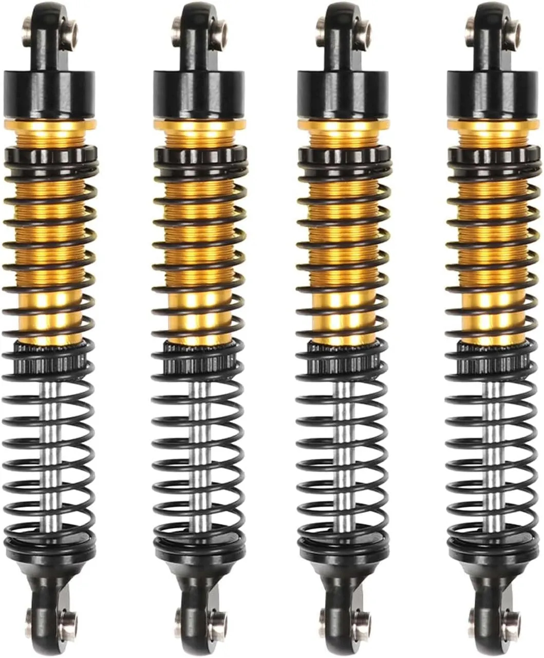 4PCS Aluminum Threaded Shock Absorber Oil Damper for 1/12 Mini Crawler 1/18 RC Crawler Car TRX4M TRX4MT Upgrade Parts (Gold, 65mm)