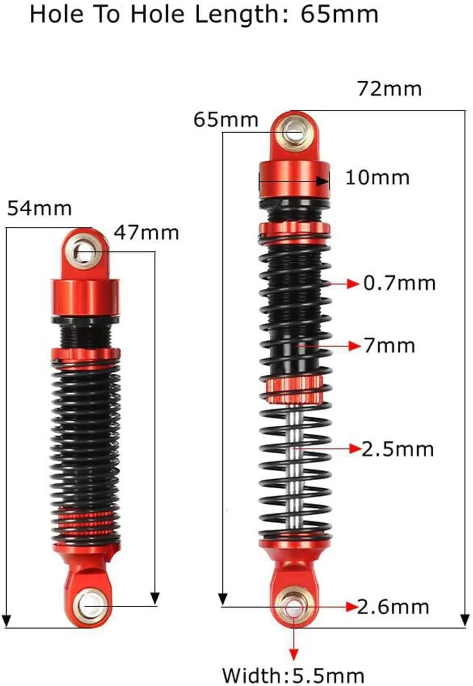 4PCS Aluminum Threaded Shock Absorber Oil Damper for 1/12 Mini Crawler 1/18 RC Crawler Car TRX4M TRX4MT Upgrade Parts (Gold, 65mm)