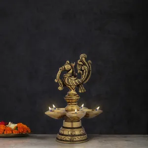 5 Face Hanging Lamp - 5.5 x 3.5 Inches | Annam Design Vilakku/ Brass Latkan Lamp for Pooja/ 480 Gms Approx