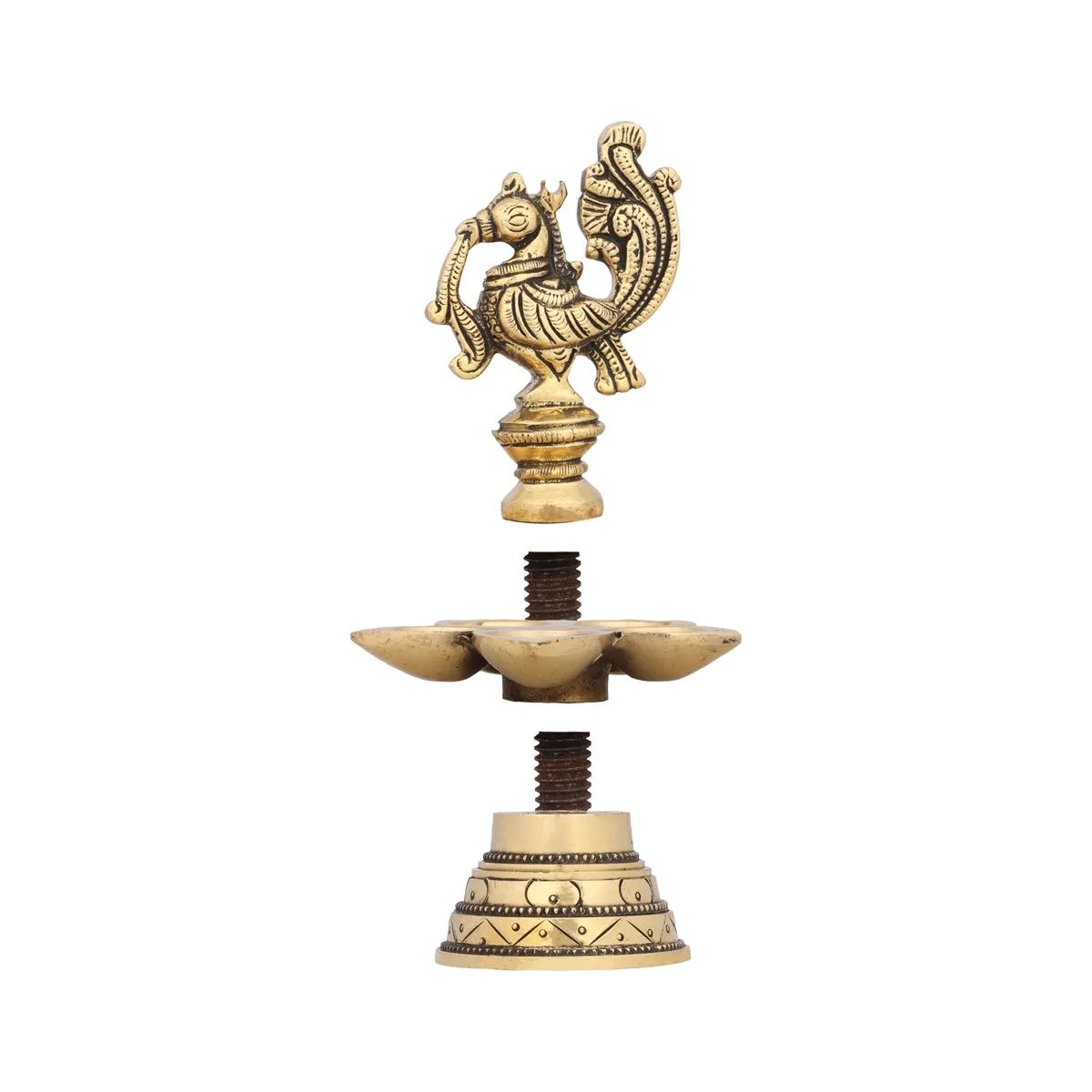5 Face Hanging Lamp - 5.5 x 3.5 Inches | Annam Design Vilakku/ Brass Latkan Lamp for Pooja/ 480 Gms Approx