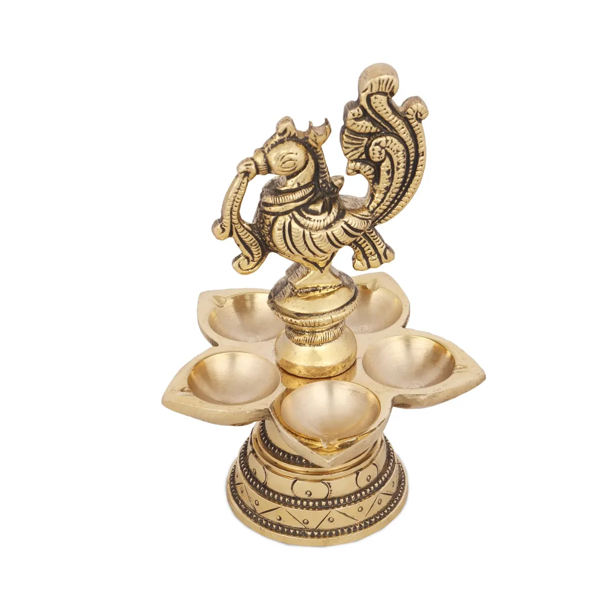 5 Face Hanging Lamp - 5.5 x 3.5 Inches | Annam Design Vilakku/ Brass Latkan Lamp for Pooja/ 480 Gms Approx