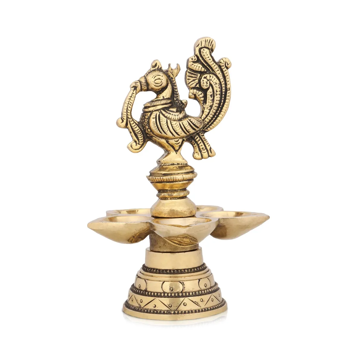 5 Face Hanging Lamp - 5.5 x 3.5 Inches | Annam Design Vilakku/ Brass Latkan Lamp for Pooja/ 480 Gms Approx