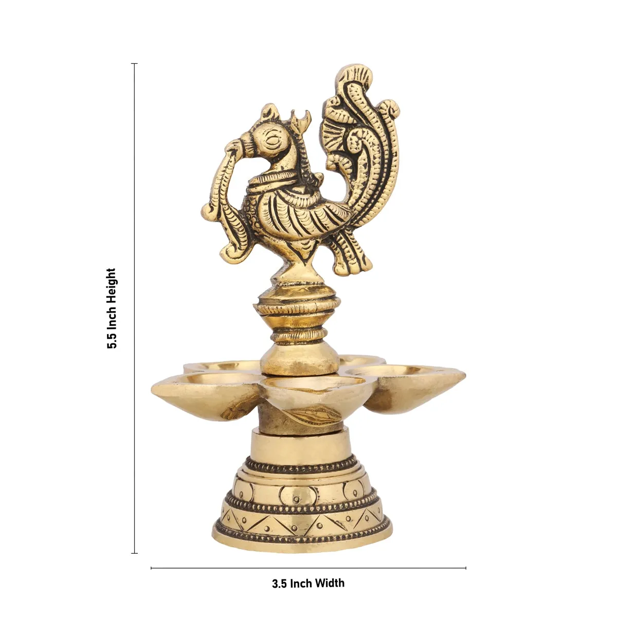 5 Face Hanging Lamp - 5.5 x 3.5 Inches | Annam Design Vilakku/ Brass Latkan Lamp for Pooja/ 480 Gms Approx