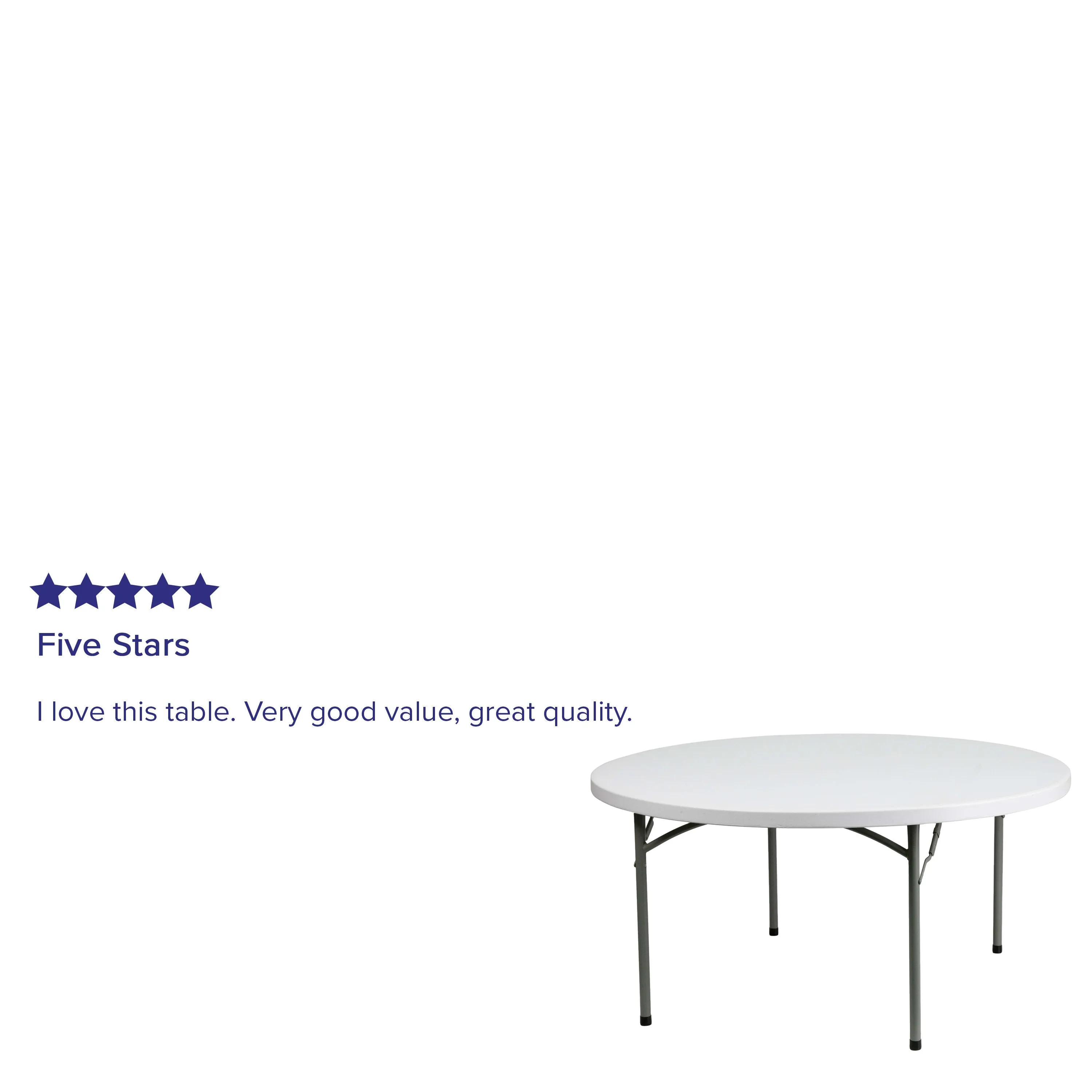 5-Foot Round Plastic Folding Table