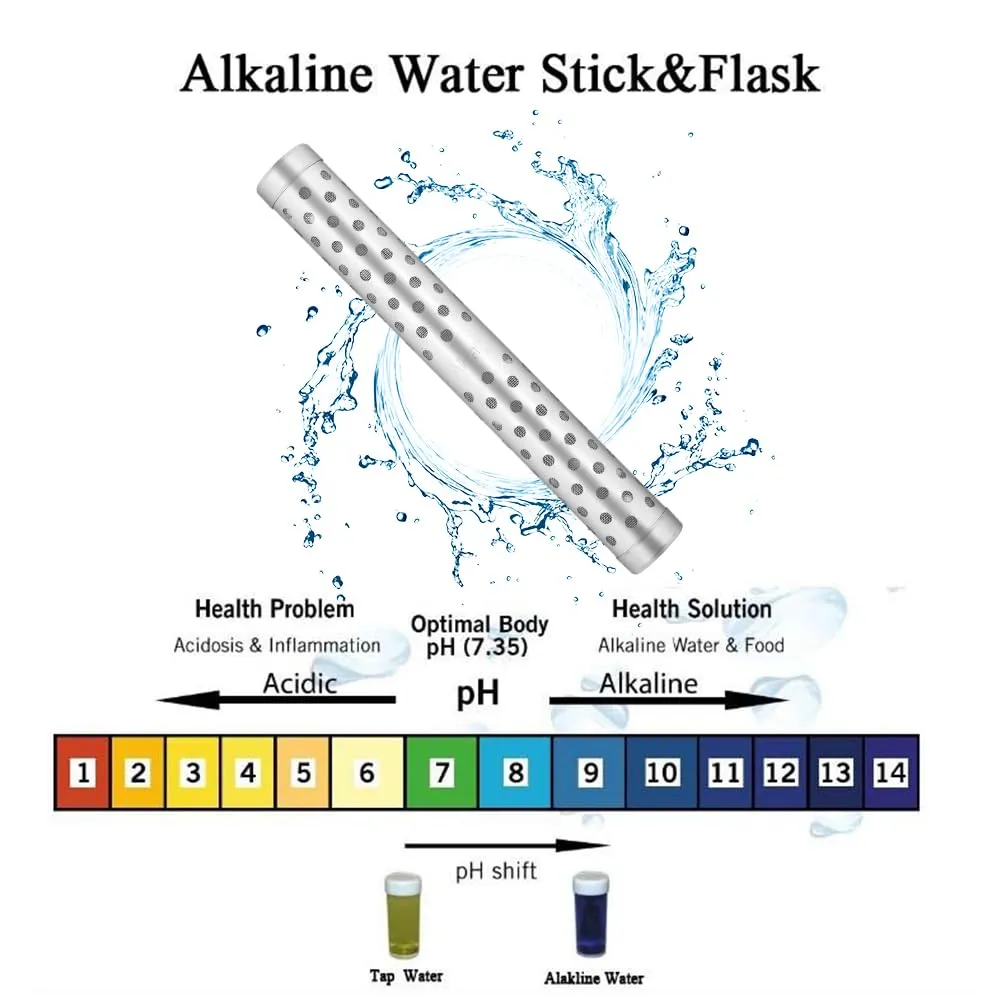 5 PACK Alkaline Water Stick PH Alkalizer Ionizer Stainless Steel Hydrogen Minerals Wand Water Purifier Filter