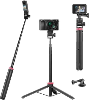 59in Selfie Tripod for Camera - ULANZI MT-71 Invisible Long Extendable Selfie Vlog Handle Portable Lightweight Tripod Stand 7 Sections for Action Cameras