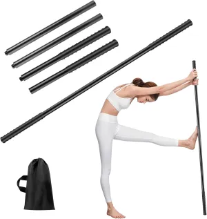 5ft Yoga Stick, Steel Stretching Stick for Mobility, Flexibility and Balance, Versatile Exercise Stick with Rubber Handles for Office, Home or Fitness