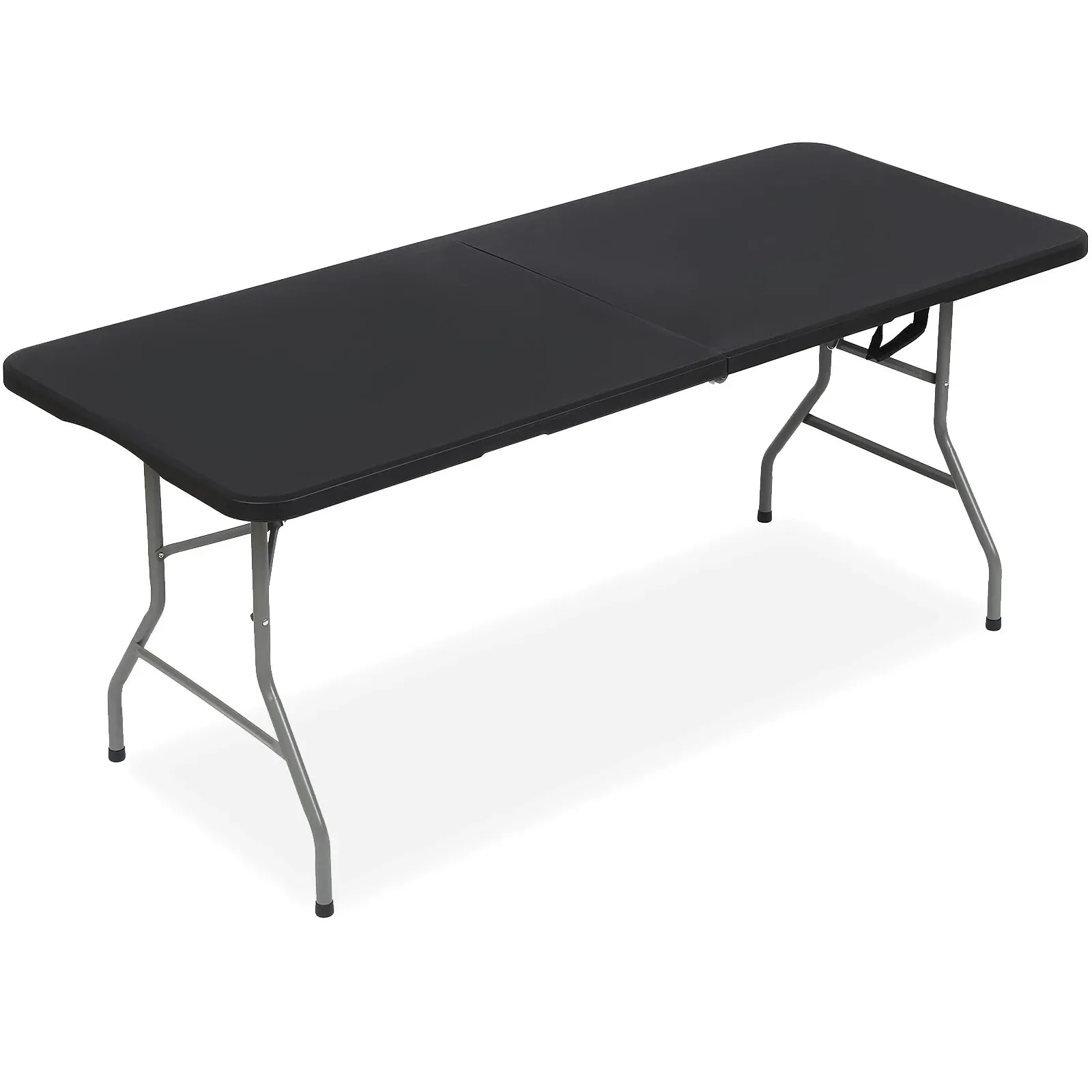 6 Ft Plastic Folding Table Portable Fold-In-Half Table for Indoor Outdoor, Black