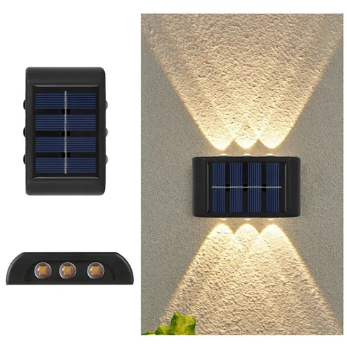 6 LED Solar Wall Lamp - Outdoor Waterproof Up and Down Light for Atmosphere Decoration