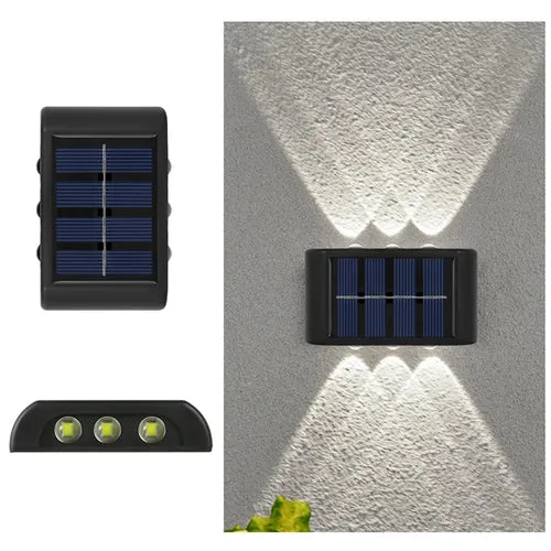 6 LED Solar Wall Lamp - Outdoor Waterproof Up and Down Light for Atmosphere Decoration