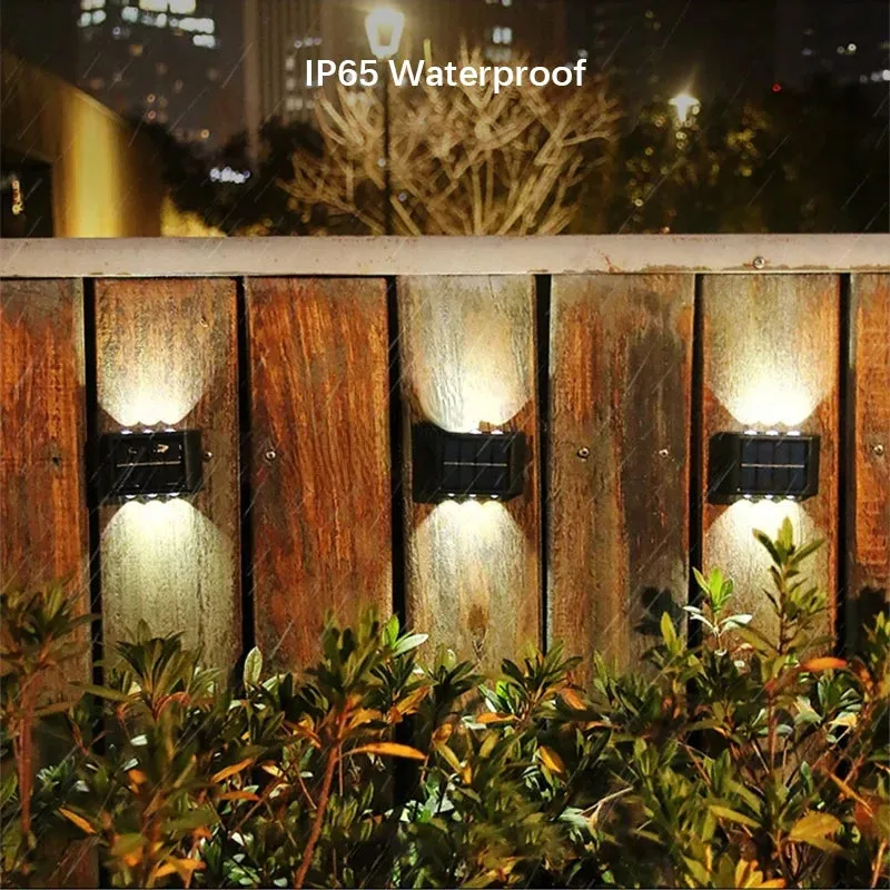 6 LED Solar Wall Lamp - Outdoor Waterproof Up and Down Light for Atmosphere Decoration