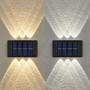 6 LED Solar Wall Lamp - Outdoor Waterproof Up and Down Light for Atmosphere Decoration