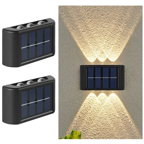 6 LED Solar Wall Lamp - Outdoor Waterproof Up and Down Light for Atmosphere Decoration