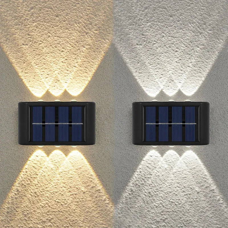 6 LED Solar Wall Lamp - Outdoor Waterproof Up and Down Light for Atmosphere Decoration