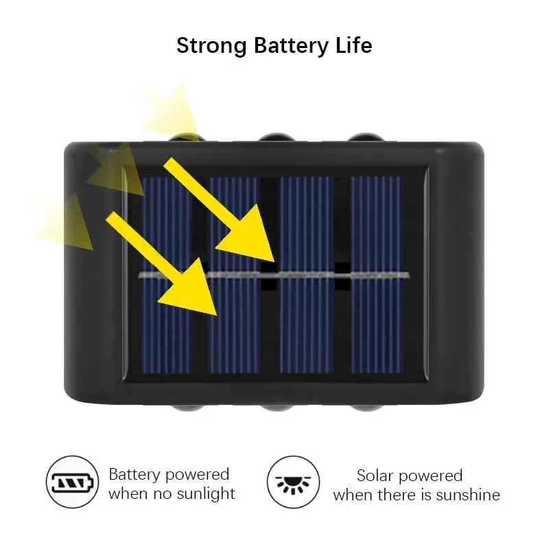 6 LED Solar Wall Lamp - Outdoor Waterproof Up and Down Light for Atmosphere Decoration