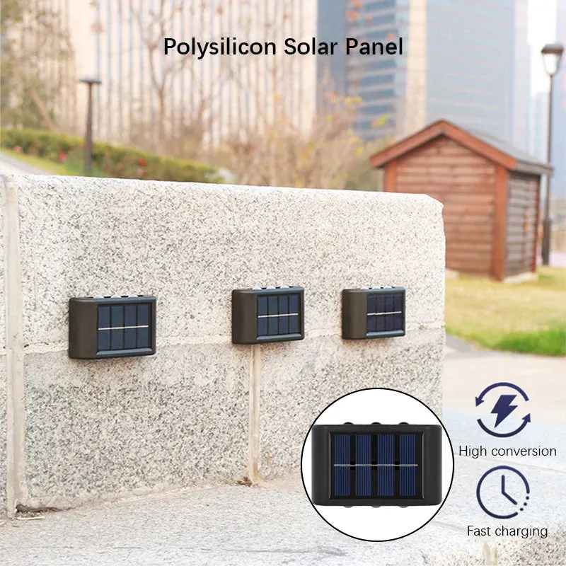 6 LED Solar Wall Lamp - Outdoor Waterproof Up and Down Light for Atmosphere Decoration