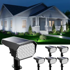 6 Pack Solar Powered Outdoor Spot Lights Outside Landscape Waterproof 24 LEDs Spotlights Dusk to Dawn for House Yard Tree, Plants, Outside, Patio, Garden, Statues, Superior Accent Lighting, 3 Modes