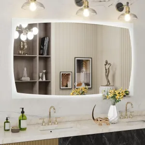 60x36inch Bright LED Rectangular Frameless Dimmable Bathroom Vanity Mirror, Smart Lighted Mirrors for Bathroom 3 Colors, Memory Function, Waterproof, Tempered Glass Shatter-Proof