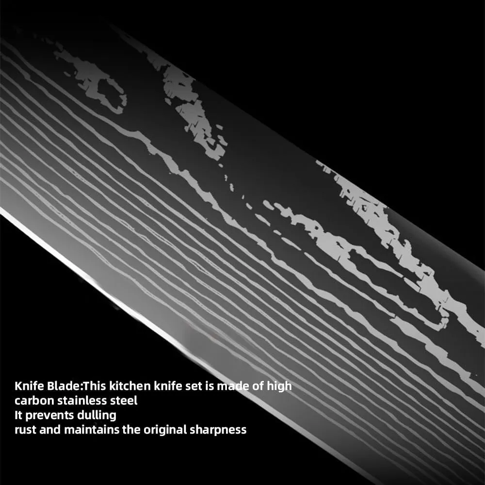 7PCS Kitchen Knife Set, Professional Japanese Chef Knives with High Carbon Stainless Steel Ultra, Sharp Aikido Knife Set for Cooking Meat, Fruits, Vegetables.