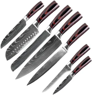 7PCS Kitchen Knife Set, Professional Japanese Chef Knives with High Carbon Stainless Steel Ultra, Sharp Aikido Knife Set for Cooking Meat, Fruits, Vegetables.