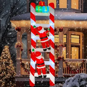 8 FT Tall Christmas Santa Climbing Stairs Inflatable Decoration, Inflatable Hanging Santa with Build-in LED, Xmas Blow Up Outdoor Decoration for Party Indoor Outdoor Yard Garden Lawn Décor