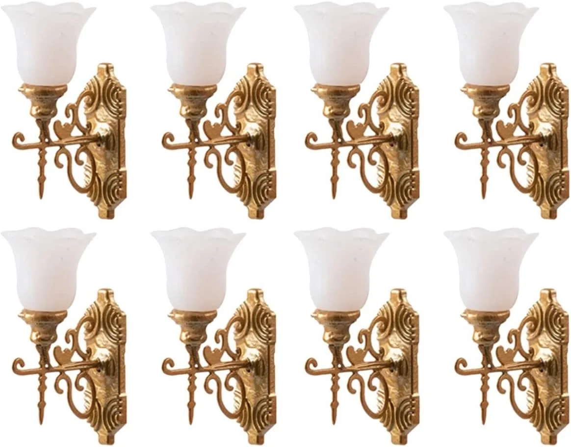 8 pcs Doll Simulation Room House Miniature Decoration Sand Furniture Led Wall Table Mini Lighting Scale Model Layout Hanging Models Ornaments Living