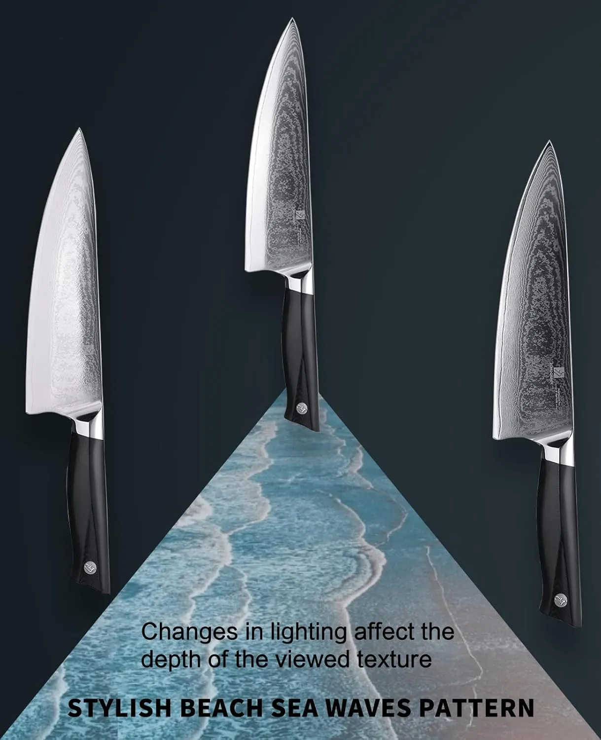 8C Pro Damascus Kitchen Knife Set 2pc,8" Chef Knife and 5.5" Utility Knife,High Carbon Stainless Steel,5-Star Sharpness,Black Ergonomic G10 Handle,Love's Gift Box
