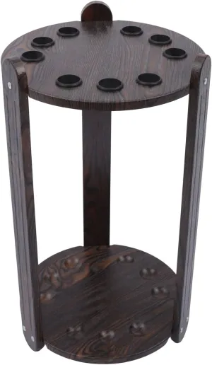 9-Hole Billiard Cue Stick Rack, Wood Multifunctional Pool Stick Stand Holder, Floor Standing Pool Cue Rack for Billiard Room Game Room Club Pool Table Accessories Holds