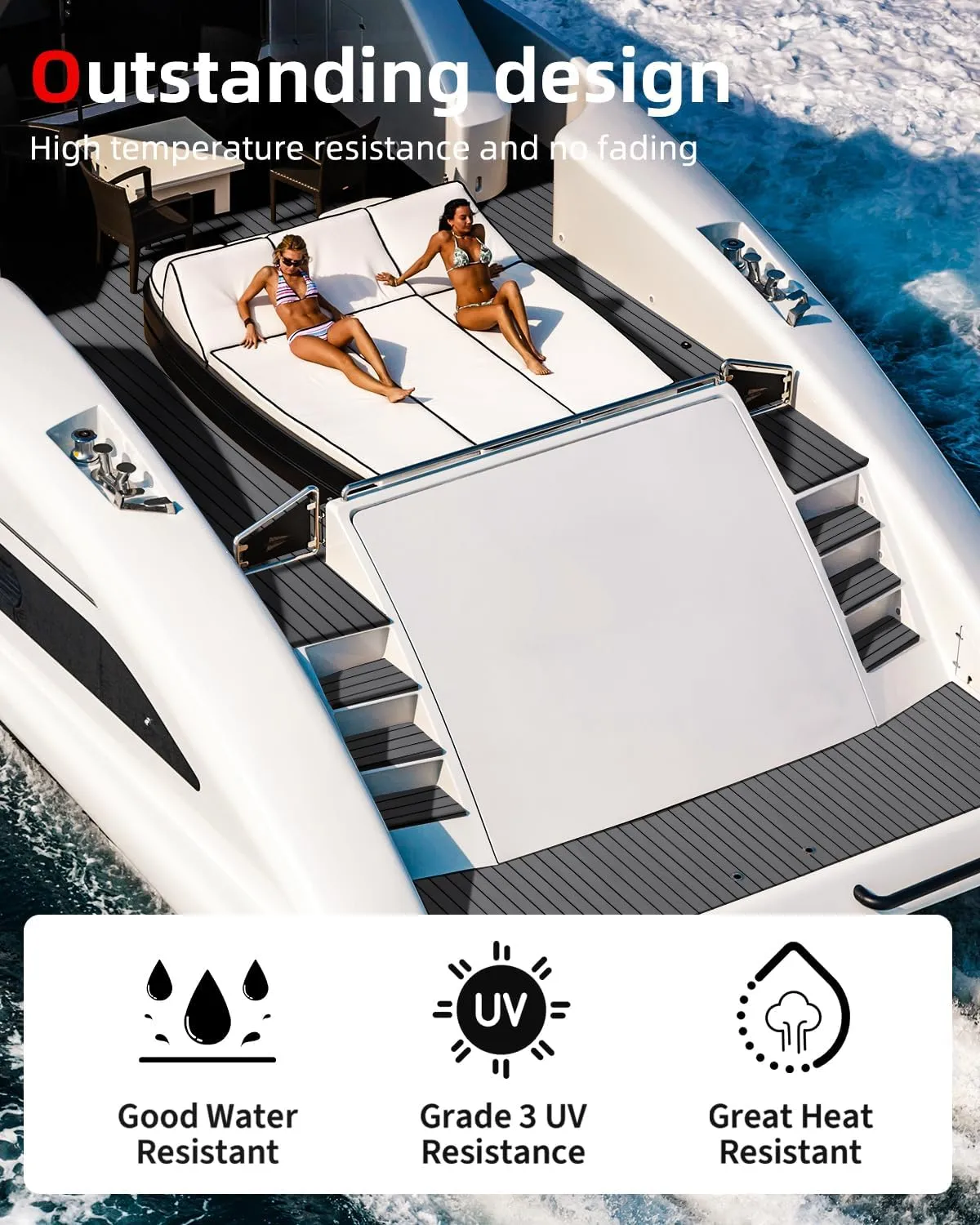 Abahub EVA Foam Boat Decking 96''x45.6''/36''/28.8''/24''/16.8'', 48''x16.8'' Self-Adhesive Faux Teak Marine Flooring Sheet Traction Pad for Boats Surfboard Swim Platform RV Floor