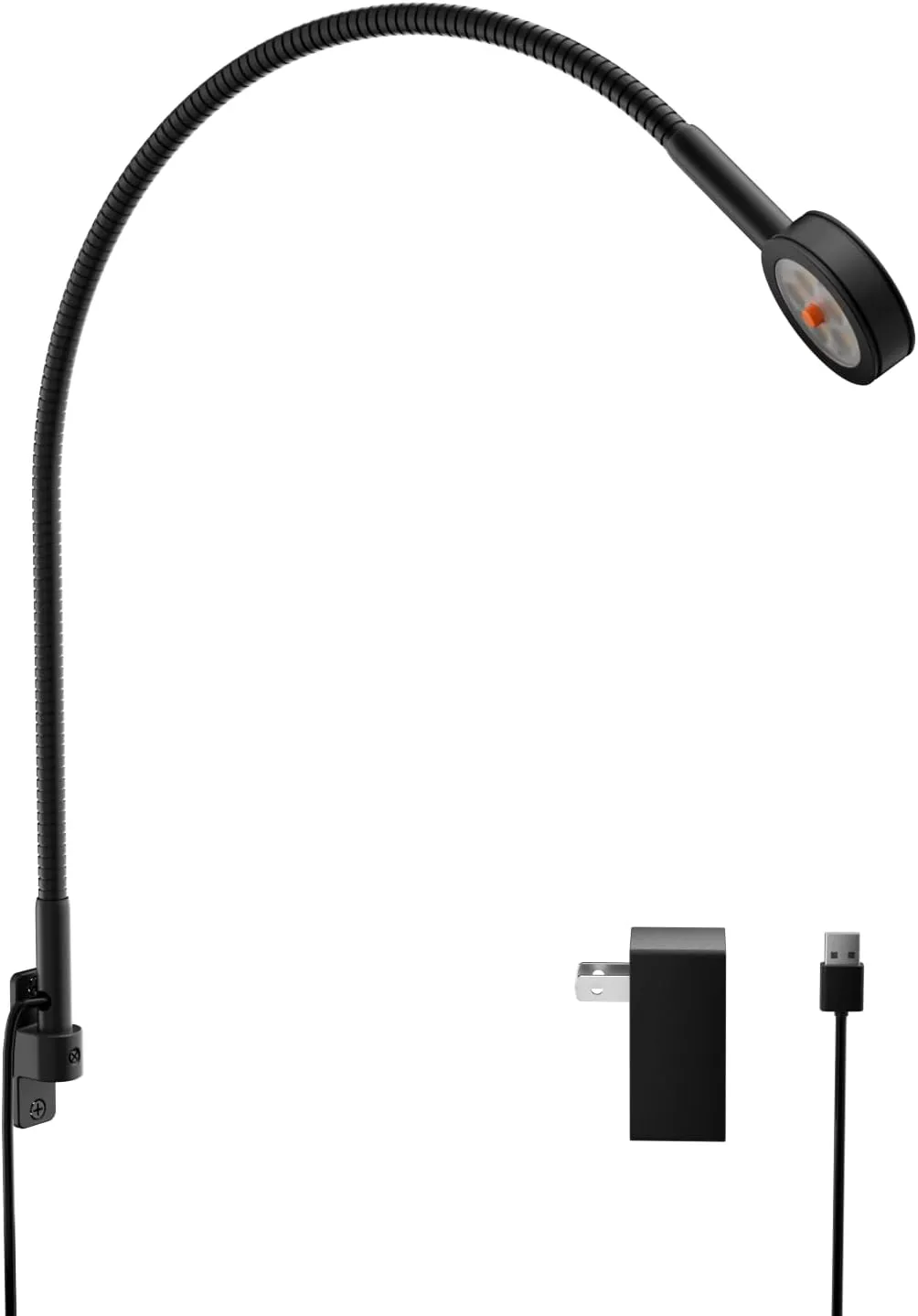acegoo Minimalist Bedside LED Reading Light, Wall/Wooden Headboard Mounted Flexible Gooseneck Book Light, Rotatable Lamp Head & Convenient Light Head Switch, CRI 90  4000K, Powered by USB