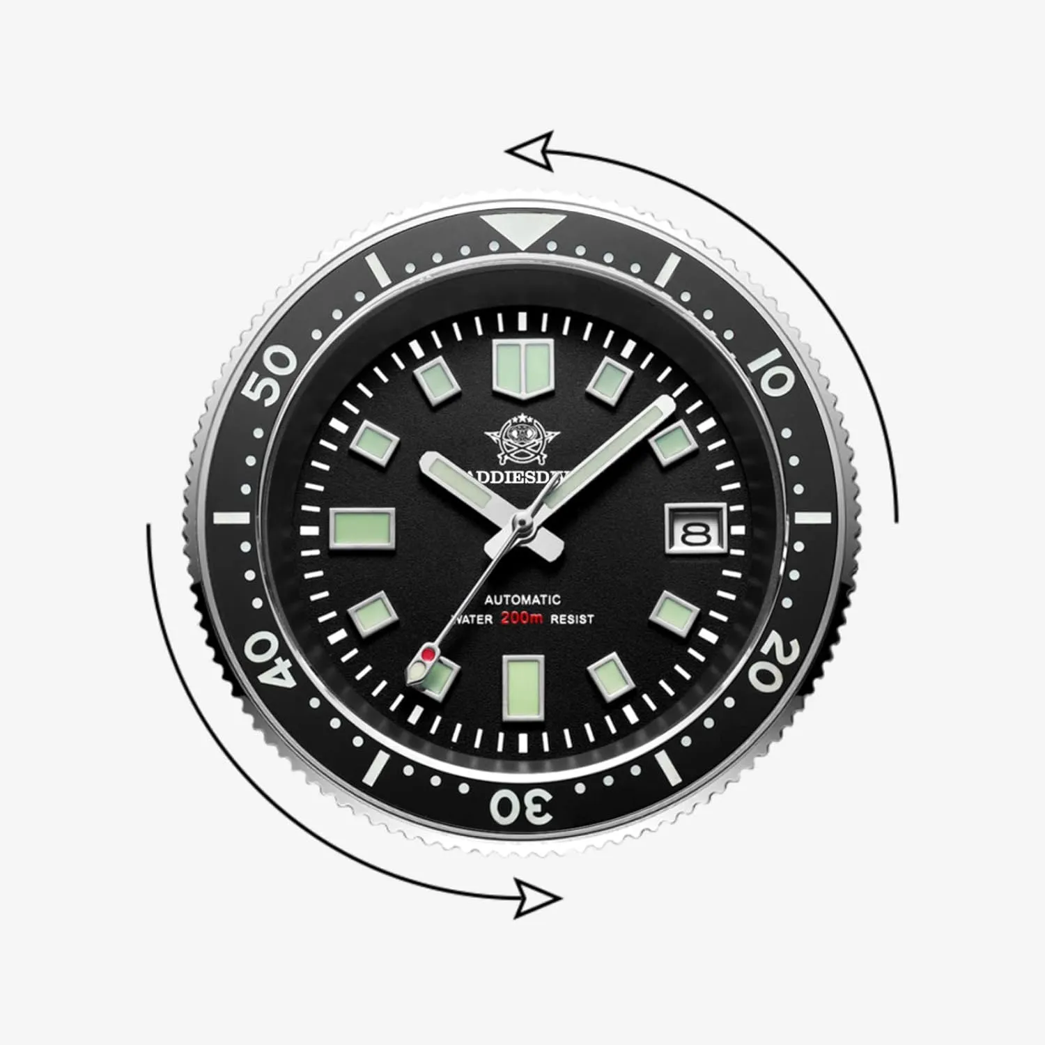 ADDIESDIVE Automatic Diver 200 M Mens Watch Luminescent Mechanical NH35A Analog Stainless Steel